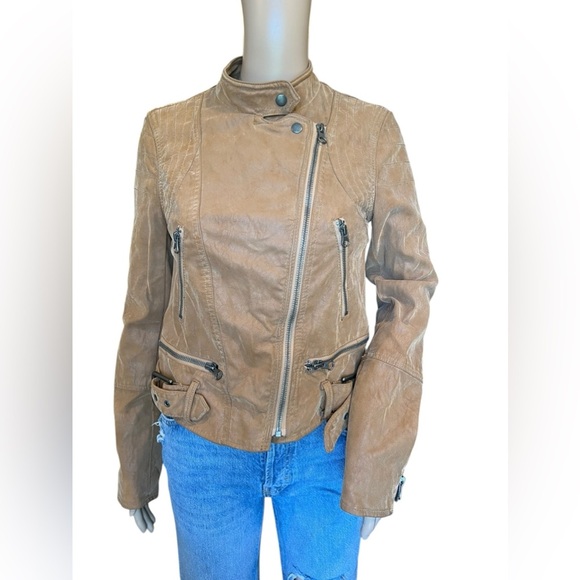 Free People We The Free Womens Fenix Vegan Leather Moto Jacket Camel Brown XS - Picture 2 of 13